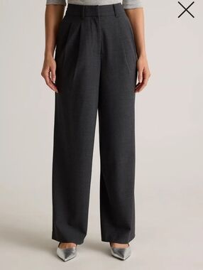NWT Quince Wide-Leg High-Waist Italian Wool Pleated Trouser Size 14